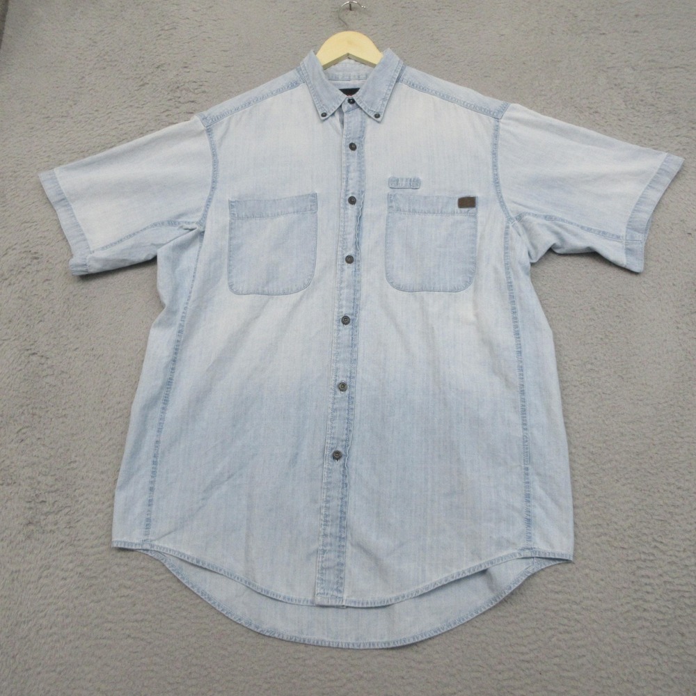 Wrangler Riggs Chambray Workwear Shirt Mens XL Blue Denim Utility Ranch Outdoor